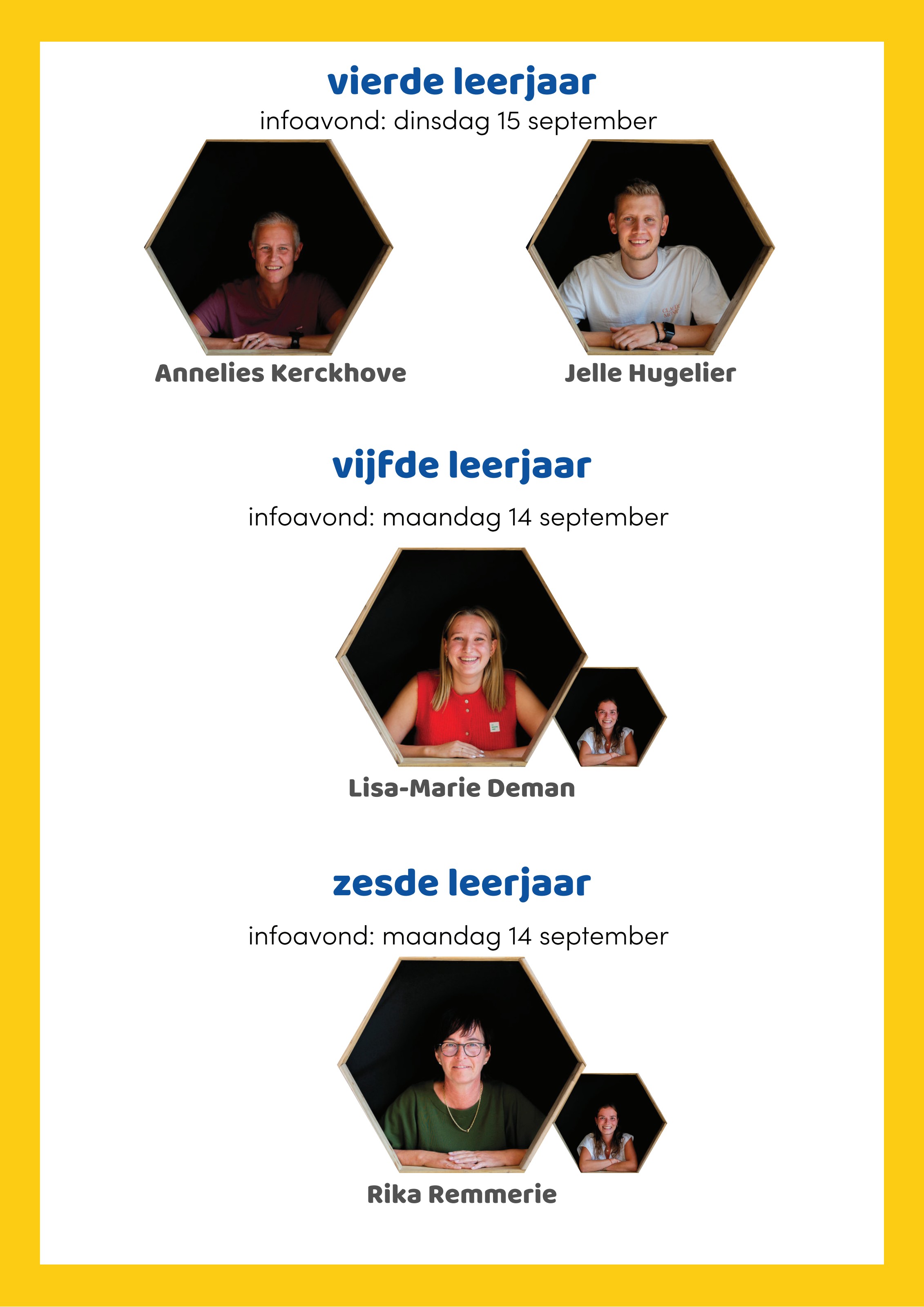 Leerkrachten Annelies Kerckhove, Jelle Hugelier, Lisa-Marie Deman en Rika Remmerie