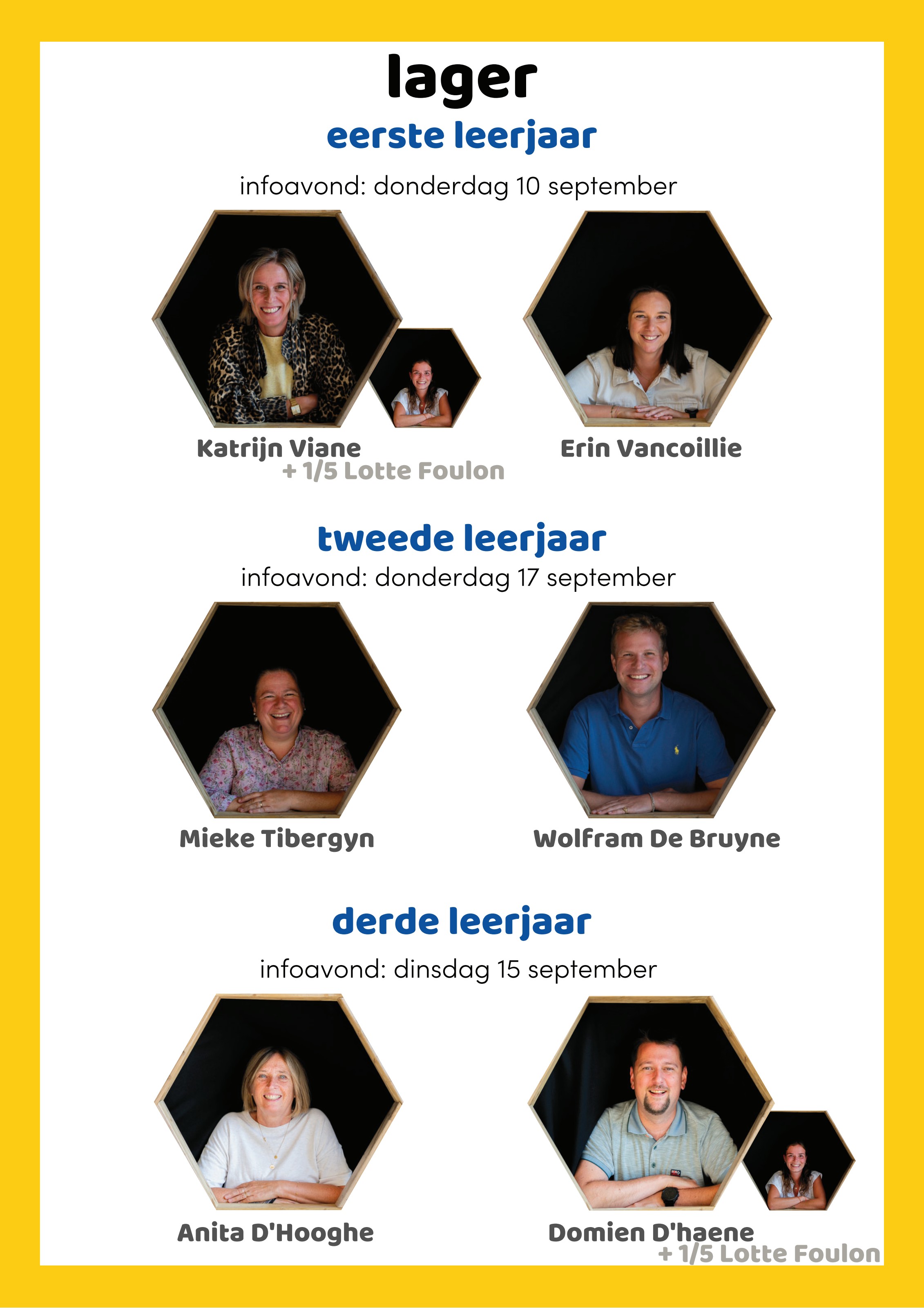 Leerkrachten Katrijn Viane, Erin Vancoillie, Mieke Tibergyn, Wolfram De Bruyne, Anita D'Hooghe, Domien D'haene en Lotte Foulon